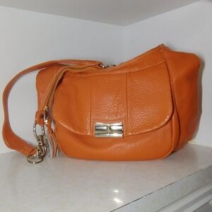 Pulicati Genuine Leather Orange Shoulder Bag Tote Made In Italy
